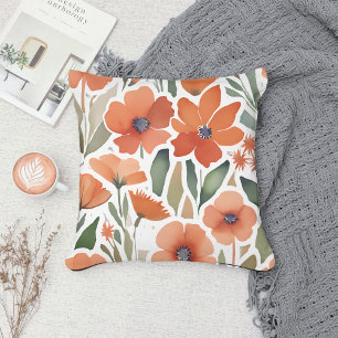 Terrakotta-Wildblumen-Boho-rustikales Frühlingsakz Kissen