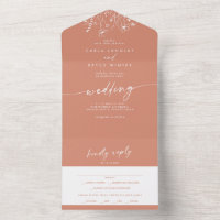Terrakotta-Wildblumen-Menüwahl RSVP Hochzeit