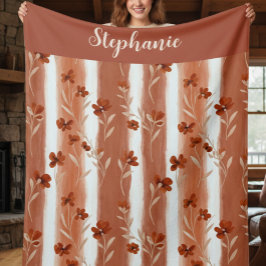 Terrakotta-Wildblumen-Monogramm Fleecedecke