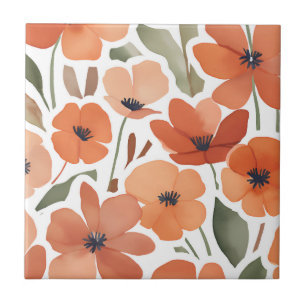 Terrakotta-Wildblumen-Rustikale-Boho-Wanddekoratio Fliese