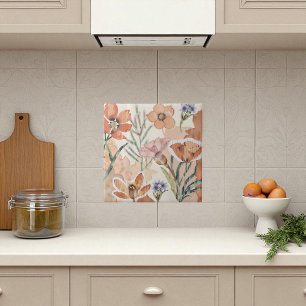 Terrakotta-Wildblumen-Rustikale-Boho-Wanddekoratio Fliese