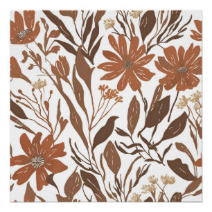 Terrakotta-Wildblumen-Rustikale-Boho-Wandkunst Poster