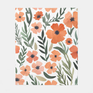 Terrakotta-Wildblumen-Rustikale-Boho-Wurfdecke für Fleecedecke