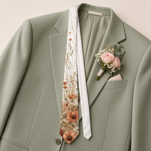 Terrakotta-Wildblumen-Wüstenhochzeitsanzug für Her Krawatte