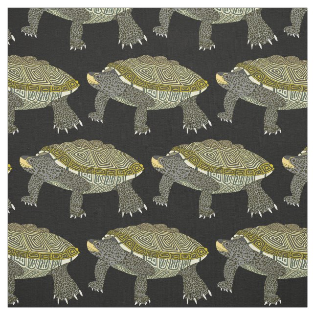 Terrapin (schwarz) - gekämmter Baumwollstoff Stoff (Muster)