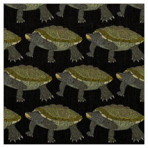 Terrapin (schwarz) - Natürlicher Leinenstoff Stoff