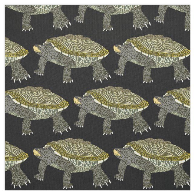 Terrapin (schwarz) - Pima-Baumwollstoff Stoff (Muster)