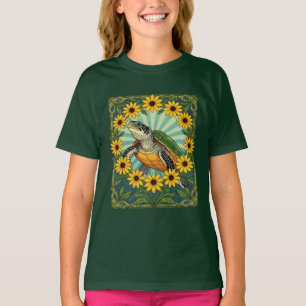 Terrapin und Black Eyed Susan Blumen Art Nouveau  T-Shirt