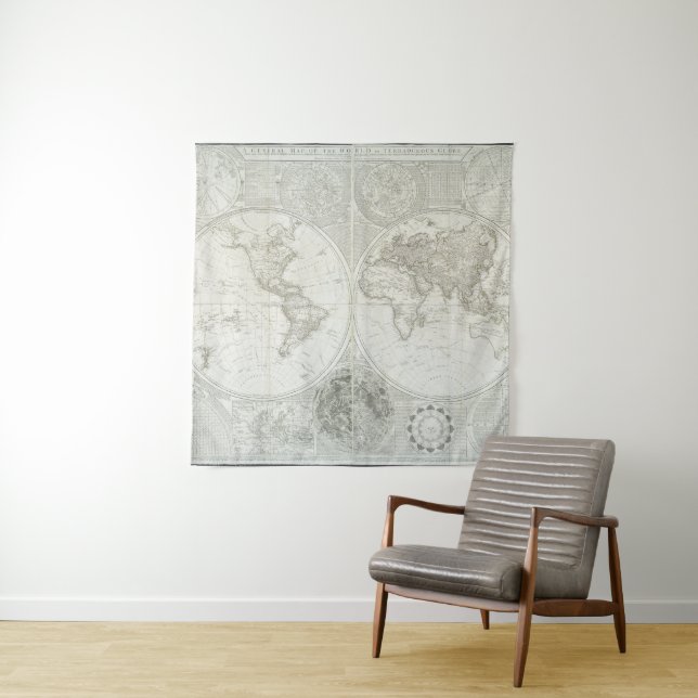 Terraqueous Kugel durch Samuel Dunn | 1787 Wandteppich (Beispiel)