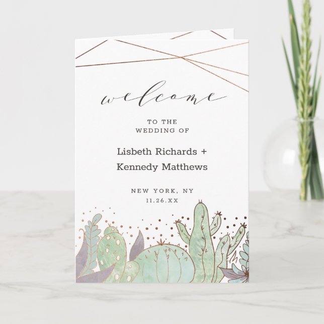 Terrarium Cactus & Succulents Hochzeit Programm (Vorderseite)