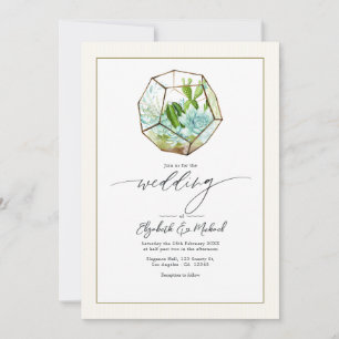 Terrarium-Gartenhochzeitsfoto und QR-Code Einladung