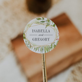 Terrarium | Grüne Botanische Hochzeit Runder Aufkleber