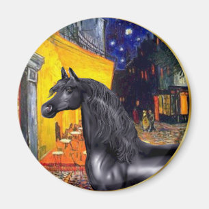 Terrasse Café - Schwarzes Arabisches Pferd Magnet