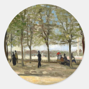 Terrasse in Luxembourg Gardens (1886) Van Gogh Art Runder Aufkleber