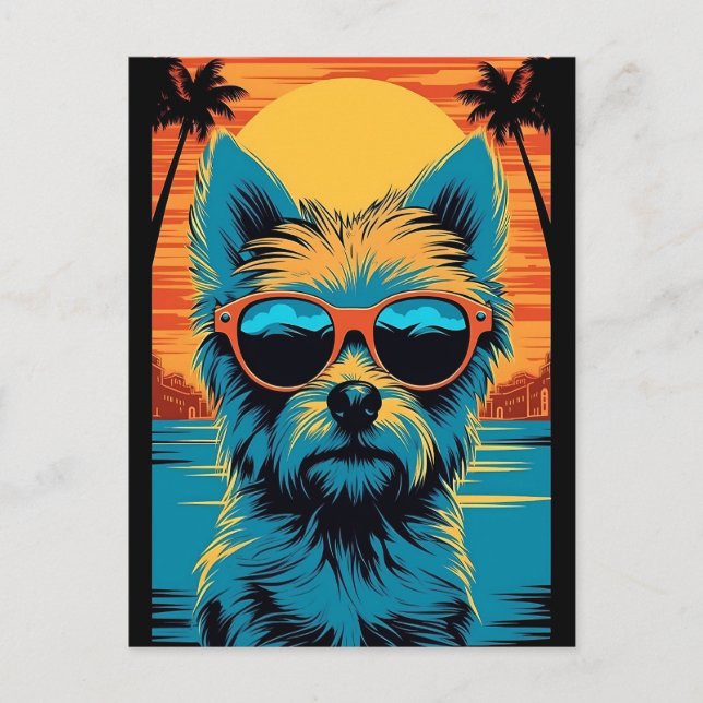 Terrasse mit Sonnenbrille am Strand Postkarte (Vorderseite)