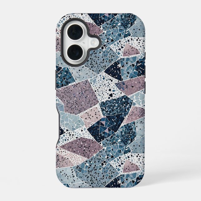 Terrazzo-Abstrakt-Design iPhone 16 Hülle (Rückseite)