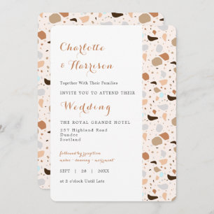 Terrazzo Abstrakt Modern Earthy Wedding Einladung
