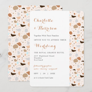 Terrazzo Abstrakt Modern Earthy Wedding Einladung