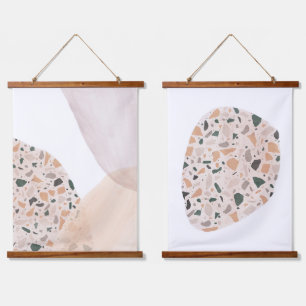 Terrazzo abstrakt wandteppich mit holzrahmen