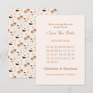 Terrazzo Abstrakte Moderne Erdige Hochzeit Save The Date