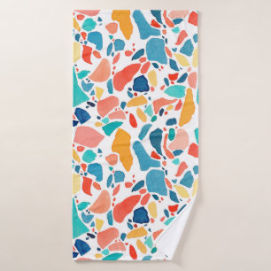 Terrazzo Aquarellmuster nahtlos. Handzeichnung Badehandtuch