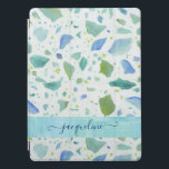 Terrazzo Beach Sea Glass Blaues Aqua Grünes Muster iPad Pro Hülle<br><div class="desc">"Terrazzo Beach Glass Blue Aqua Green Pattern iPad Pro Cover"  Das Originalwerk wurde in Acryl Aquarell auf Leinwand gemalt und wird auf Ihrem iPad-Gehäuse mit Ihrem individuellen Namen oder Ihrer eigenen Nachricht gedruckt!  Kunst von international lizenziertem Künstler und Designer,  Audrey Jeanne Roberts,  Copyright.</div>
