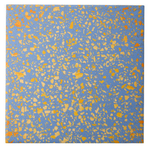 Terrazzo Blue Yellow Minimal einfaches Steinmuster Fliese