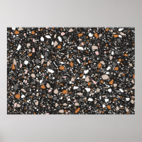 Terrazzo Boden nahtlos Muster in dunklen Farben.