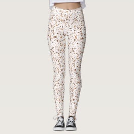 Terrazzo Brown und Beige und Weiß Leggings