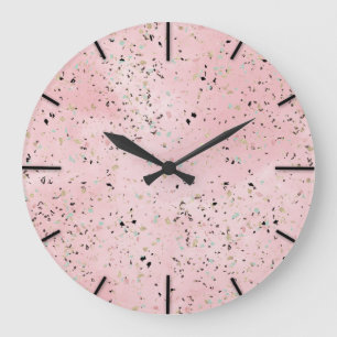 Terrazzo-Design aus weißem Marmor Große Wanduhr