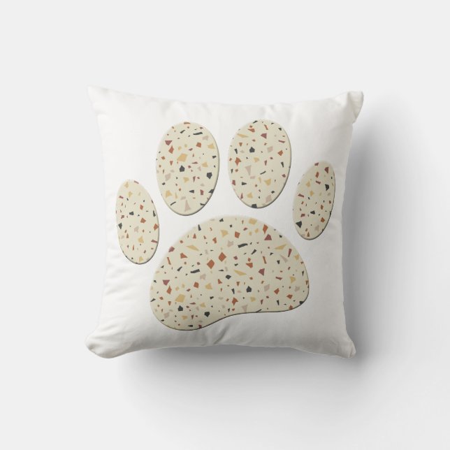 Terrazzo Dog Pawprint Muster Art Kissen (Vorderseite)
