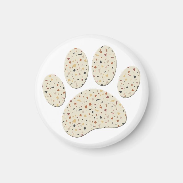 Terrazzo Dog Pawprint Muster Art Magnet (Vorne)