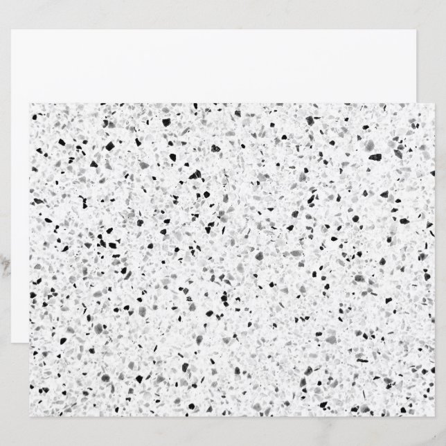 Terrazzo Elegantes Retro Schwarz-Weiß Grau (Vorne/Hinten)