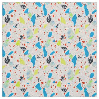Terrazzo-Fliesenmuster - Neon auf weißem Stoff