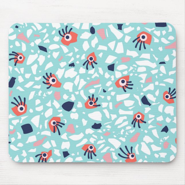 Terrazzo Funny Geometric Muster mit Augen Mousepad (Vorne)