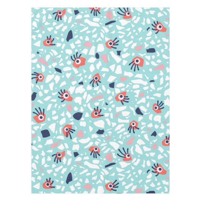 Terrazzo Funny Geometric Muster mit Augen Tischdecke (Vorderseite)
