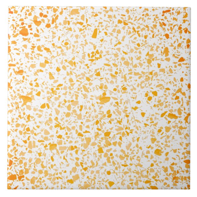Terrazzo Gelb Orange Weißer Minimal Moderner Stein Fliese (Vorderseite)