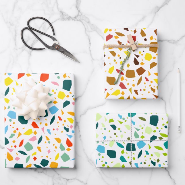 Terrazzo Geschenkpapier Set (Vorderseite)