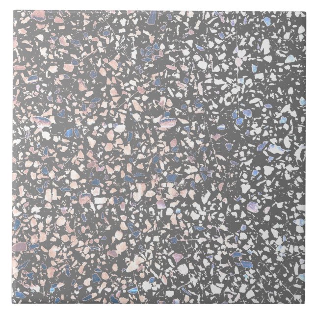 Terrazzo Gray Blauer Pastell Fliese (Vorderseite)