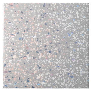 Terrazzo Gray White Pastel Minimal Modern Stone Fliese