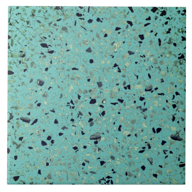 Terrazzo Green Aquamarin Minimal Modernes Steinmus Fliese (Vorderseite)