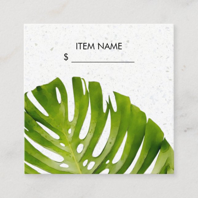 TERRAZZO GREEN MONSTERA LEAF FOLIAGE PREIS TAG (Vorderseite)