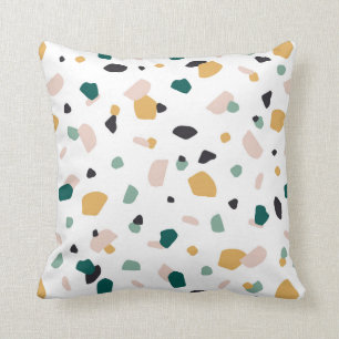 Terrazzo Green Orange Pink Black Pattern Kissen