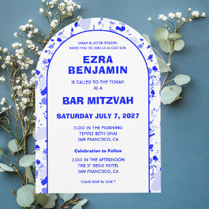 Terrazzo Handgezeichnetes Bar Bat Mitzvah Arch Einladung