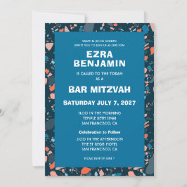Terrazzo Handgezeichnetes Bar Bat Mitzvah Einladung