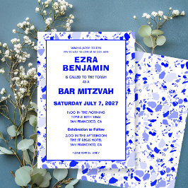 Terrazzo Handgezeichnetes Bar Bat Mitzvah Einladung
