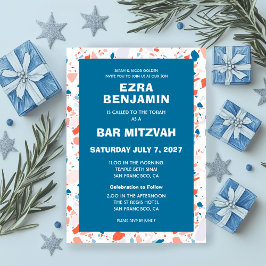Terrazzo Handgezeichnetes Bar Bat Mitzvah Einladung