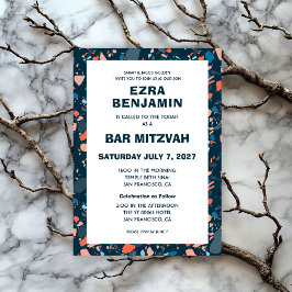 Terrazzo Handgezeichnetes Bar Bat Mitzvah Einladung