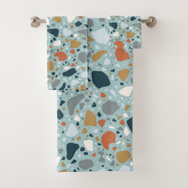 Terrazzo in Blau Badhandtuch Set (Insitu)