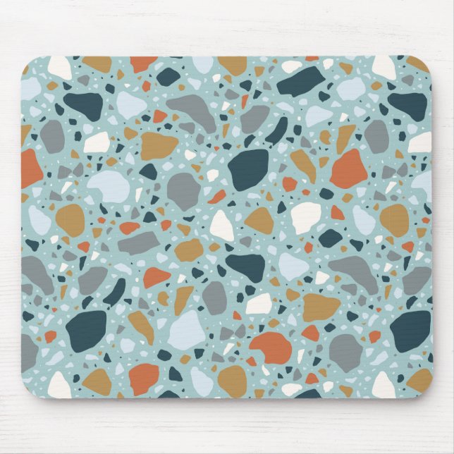 Terrazzo in Blau Mousepad (Vorne)